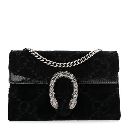 Gucci Velvet GG Monogram Super Mini Dionysus Shoulder Bag Black 1 of 10