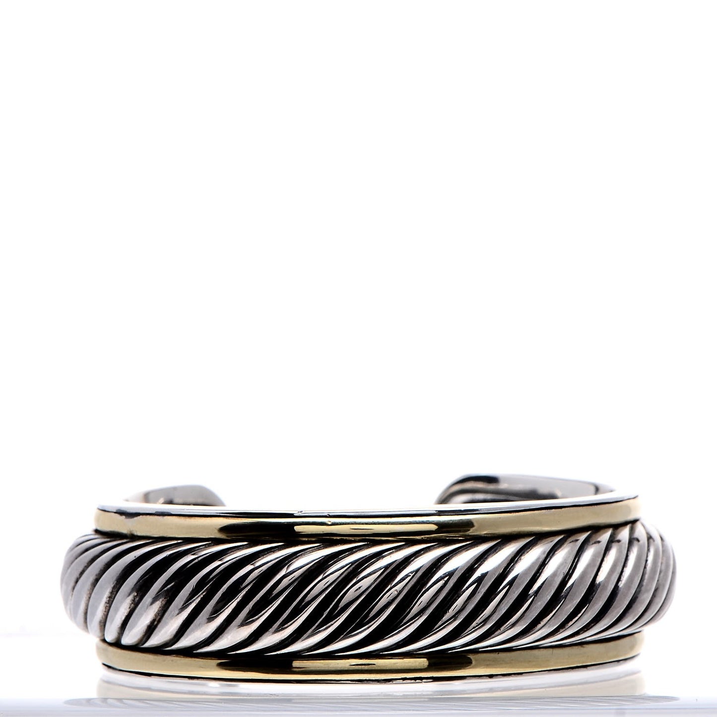 Sterling Silver 18K Yellow Gold Sculpted Cable Cuff Bracelet
