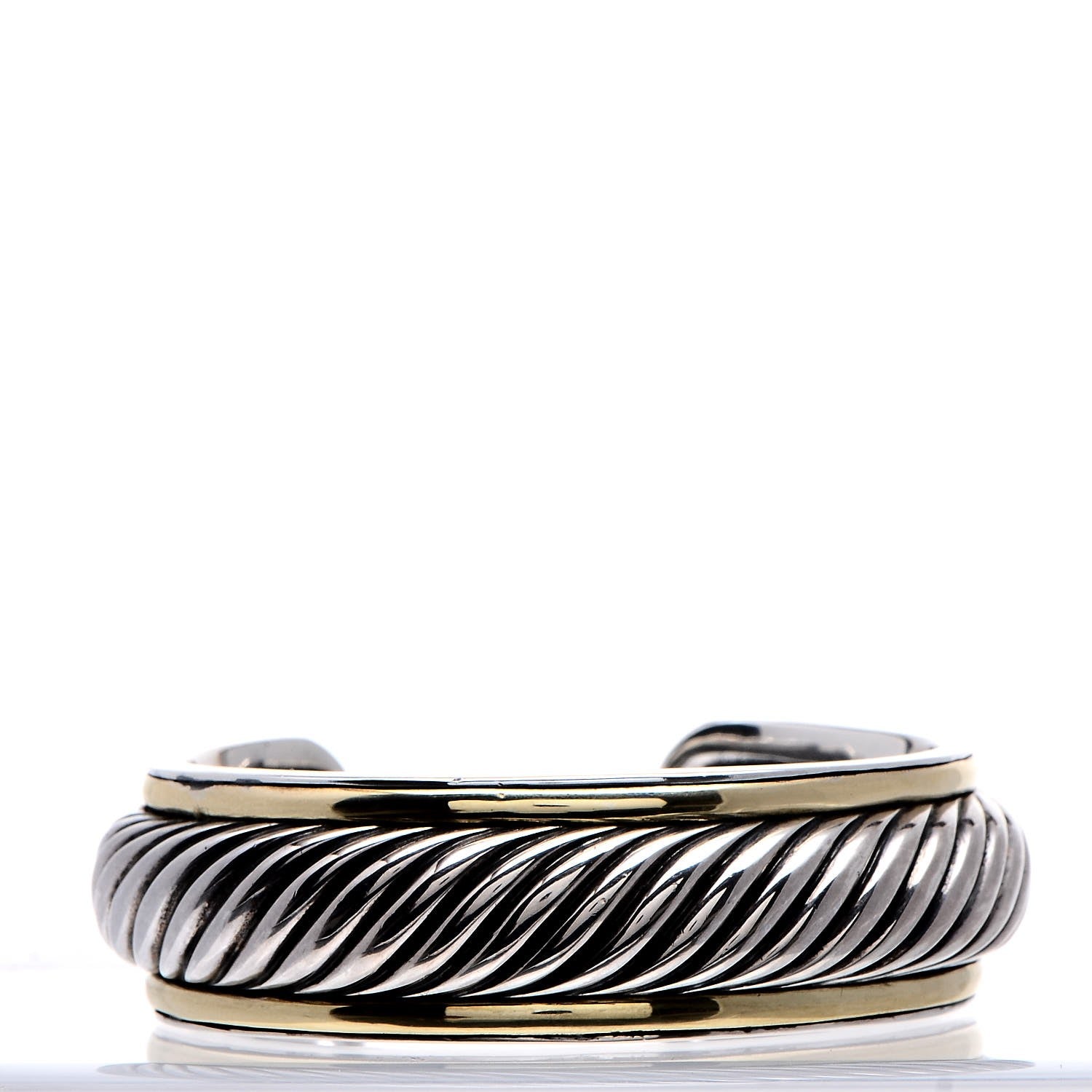 David Yurman Sterling Silver 18K Yellow Gold Sculpted Cable Cuff Bracelet 1 of 4
