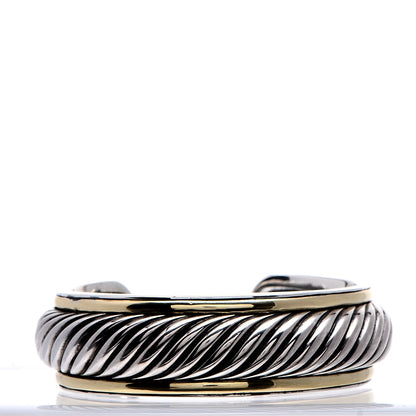 David Yurman Sterling Silver 18K Yellow Gold Sculpted Cable Cuff Bracelet 1 of 4