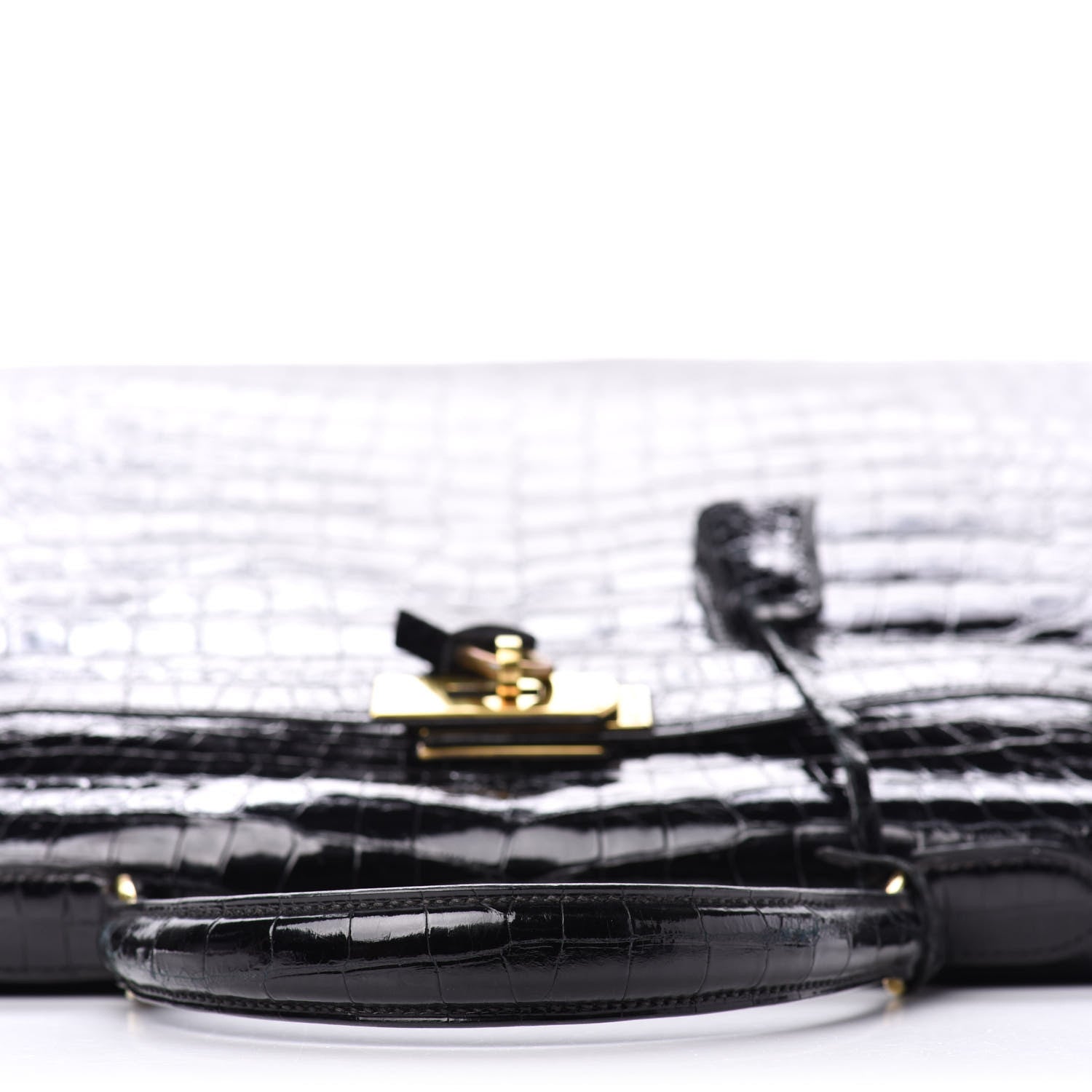 Hermes Shiny Crocodile Kelly Sellier 32 Black 8 of 33