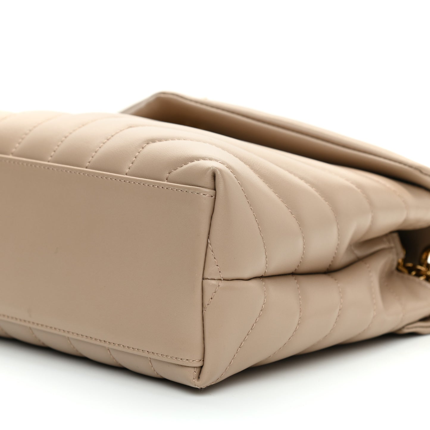 Calfskin Y Quilted Monogram Small Loulou Chain Satchel Dark Beige