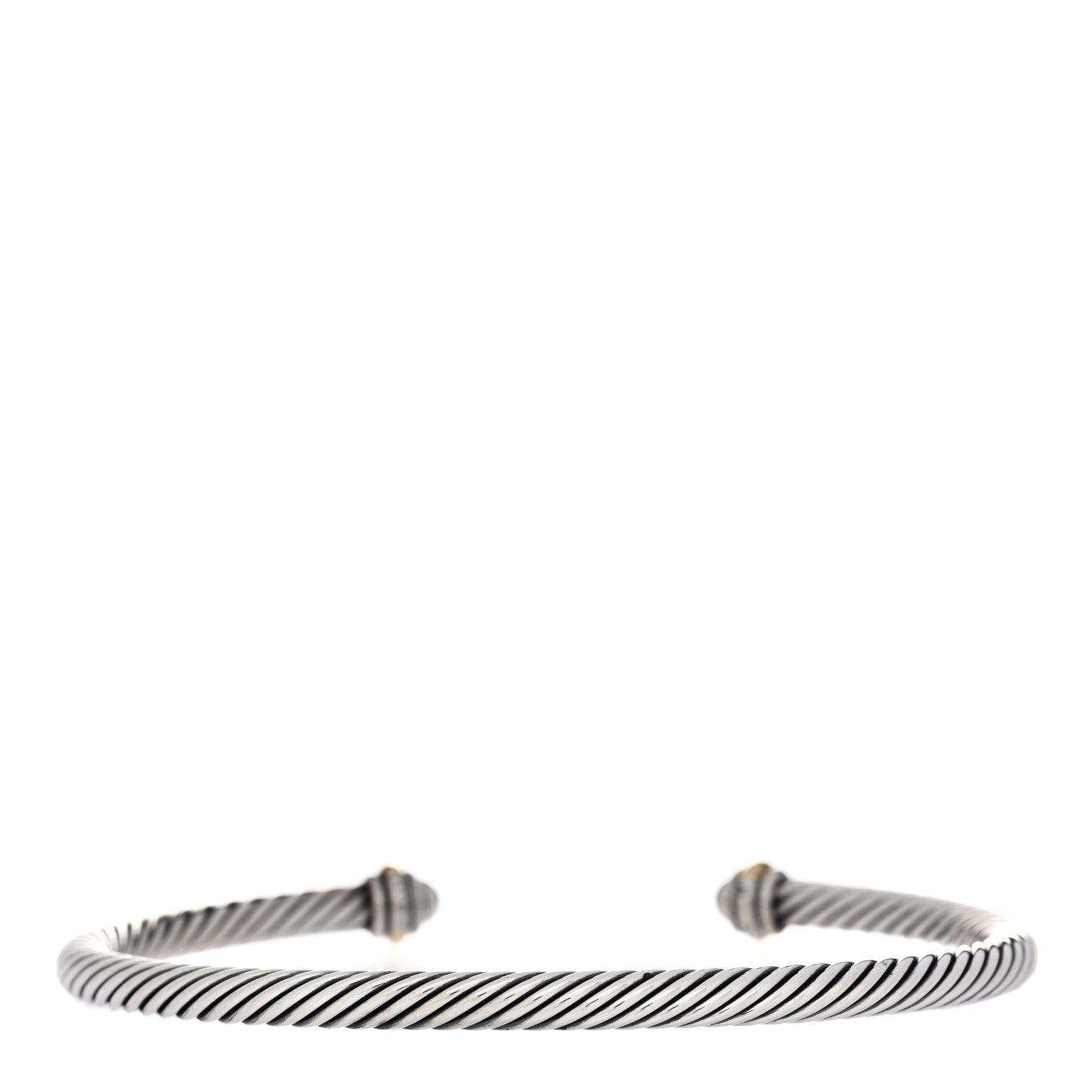 David Yurman Sterling Silver 18K Yellow Gold 4mm Cable Classics Bracelet 2 of 4