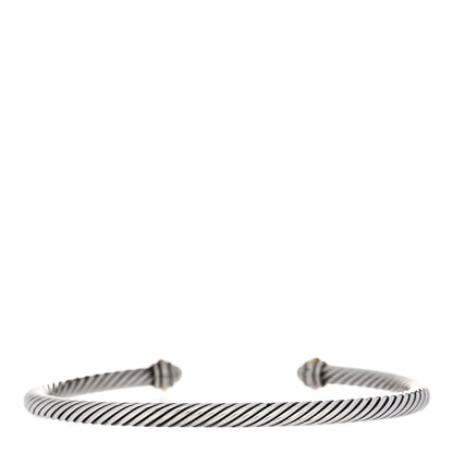 David Yurman Sterling Silver 18K Yellow Gold 4mm Cable Classics Bracelet 2 of 4