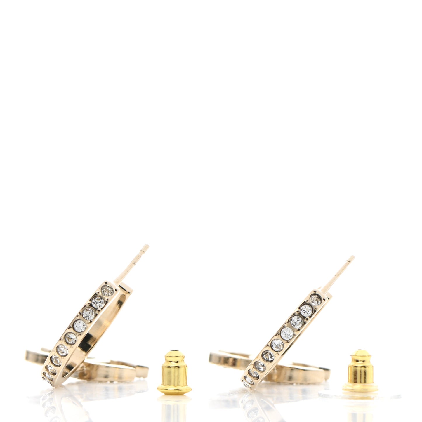 Crystal Lock Symbols CC Hoop Drop Earrings Gold