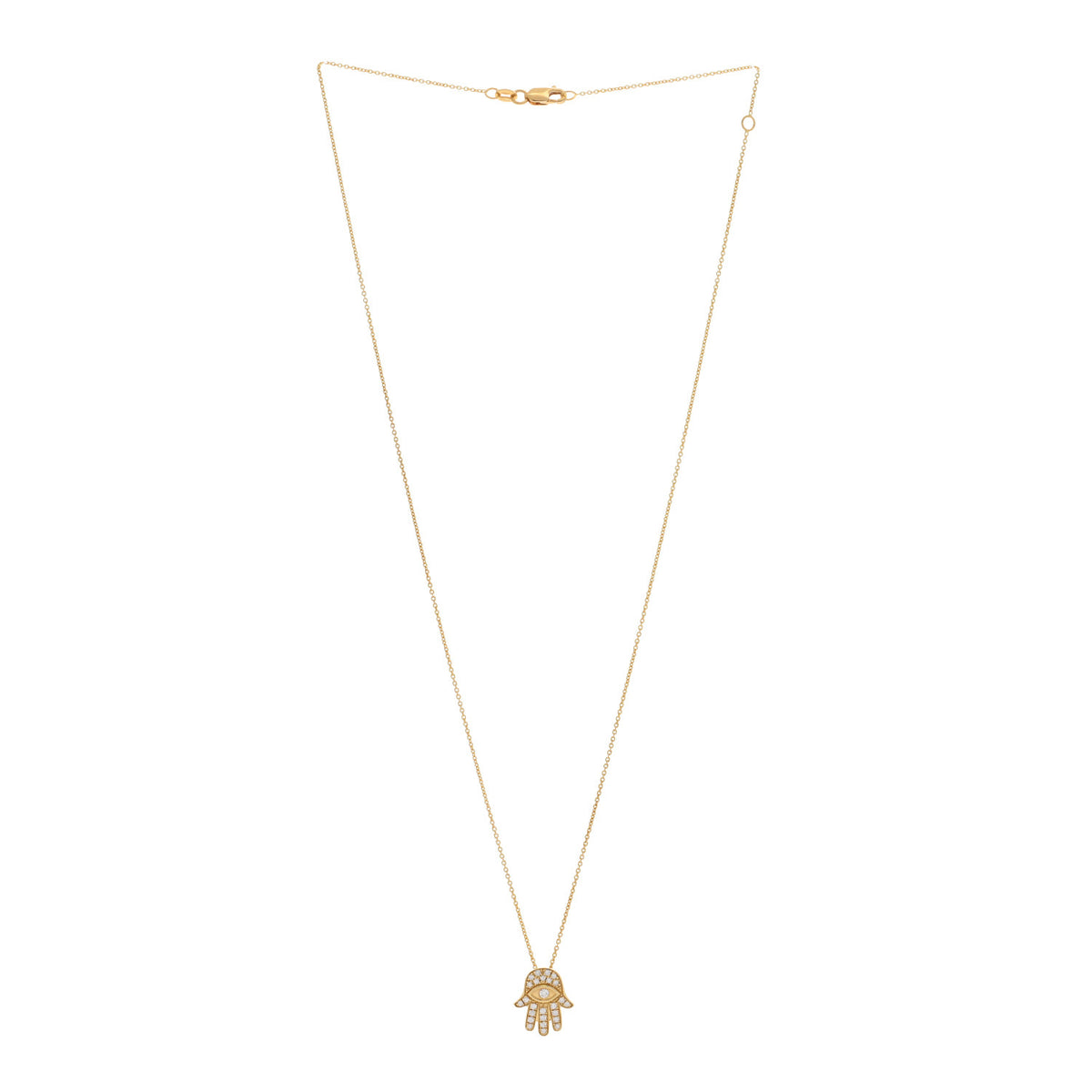 18K Yellow Gold Diamond Tiny Treasures Hamsa Pendant Necklace