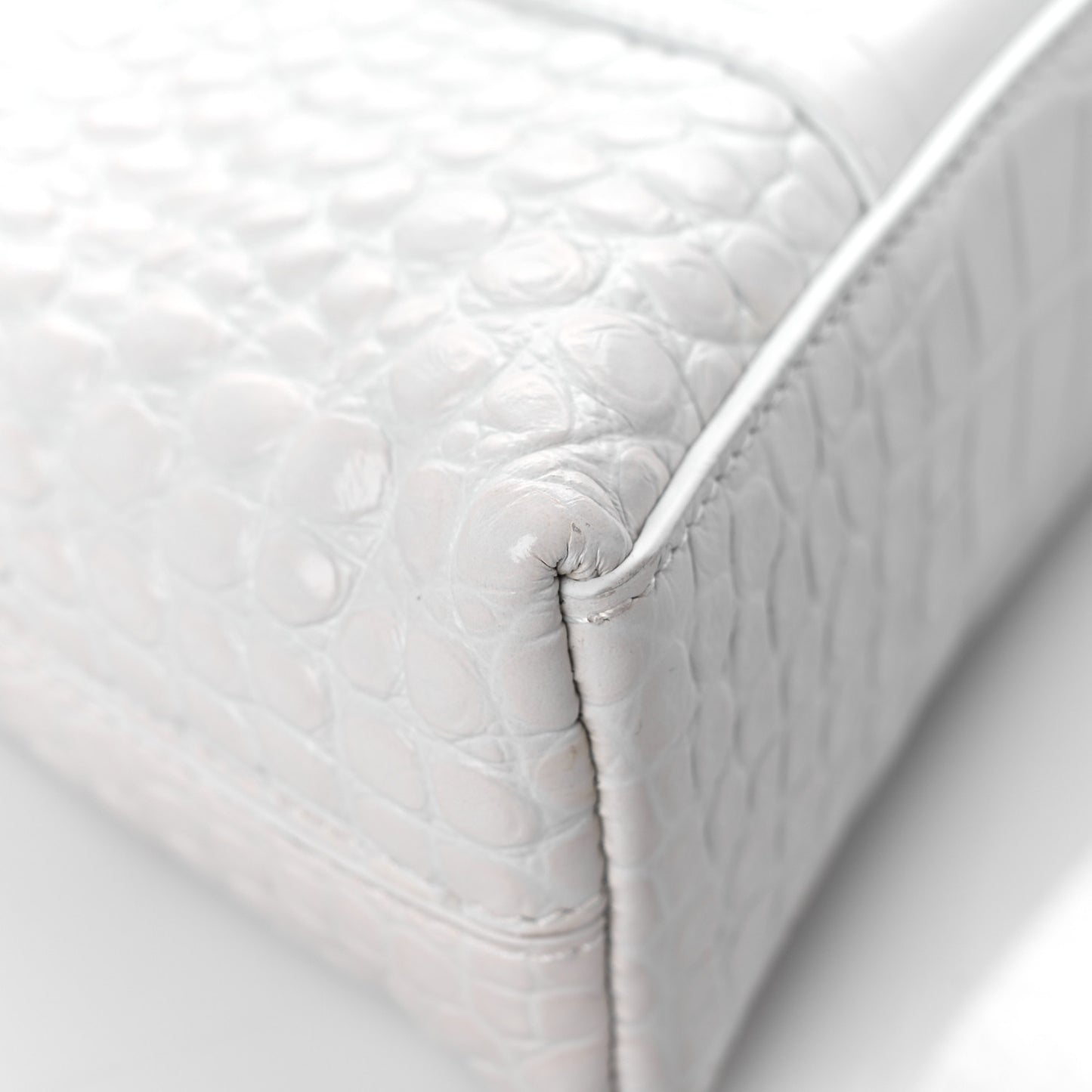 Extra Supple Calfskin Crocodile Embossed XS Downtown Shoulder Bag White