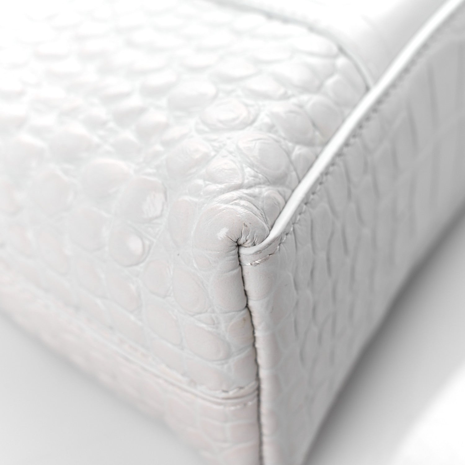 Balenciaga Extra Supple Calfskin Crocodile Embossed XS Downtown Shoulder Bag White 10 of 21