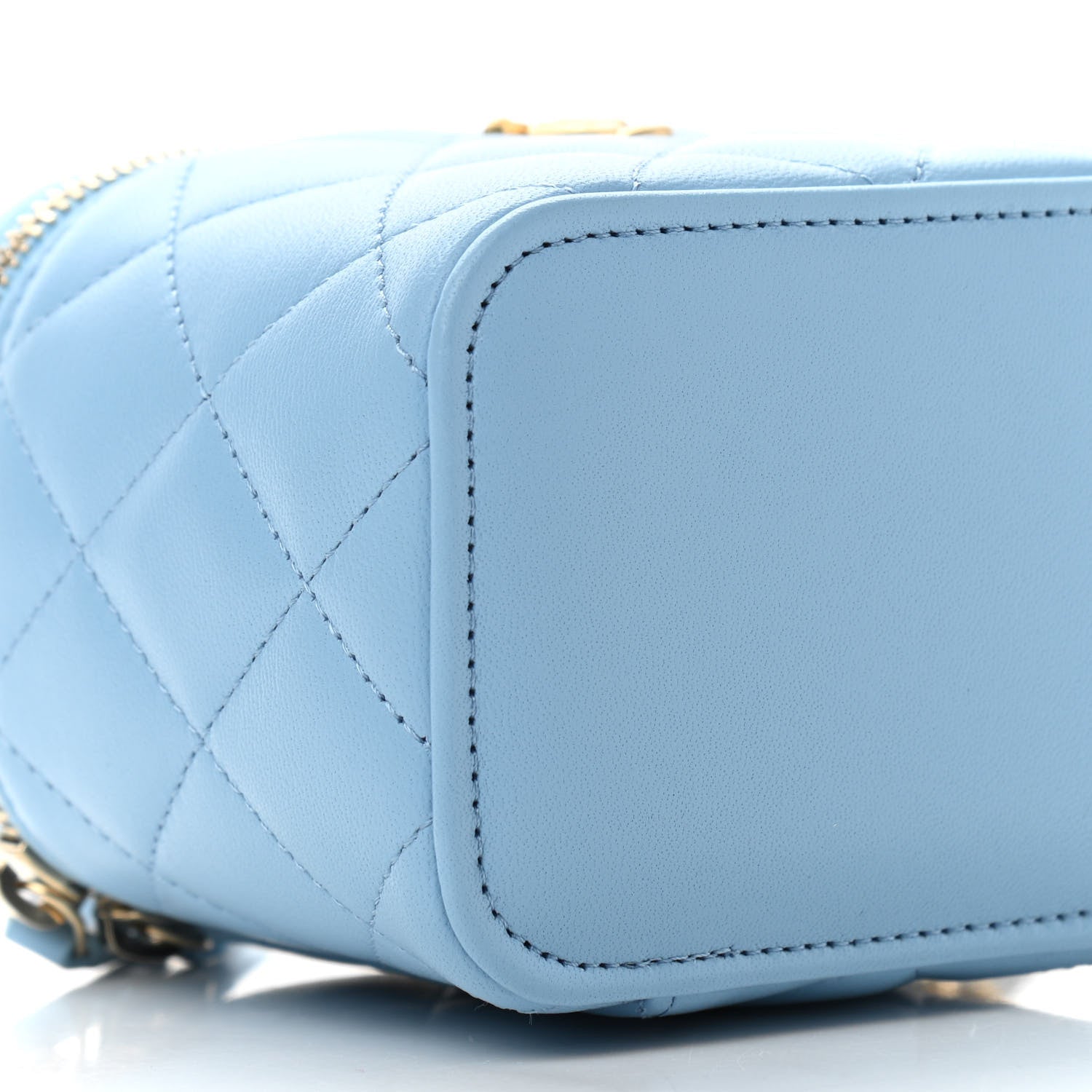 Chanel Lambskin Quilted Pearl Crush Mini Vanity Case With Chain Light Blue 10 of 12