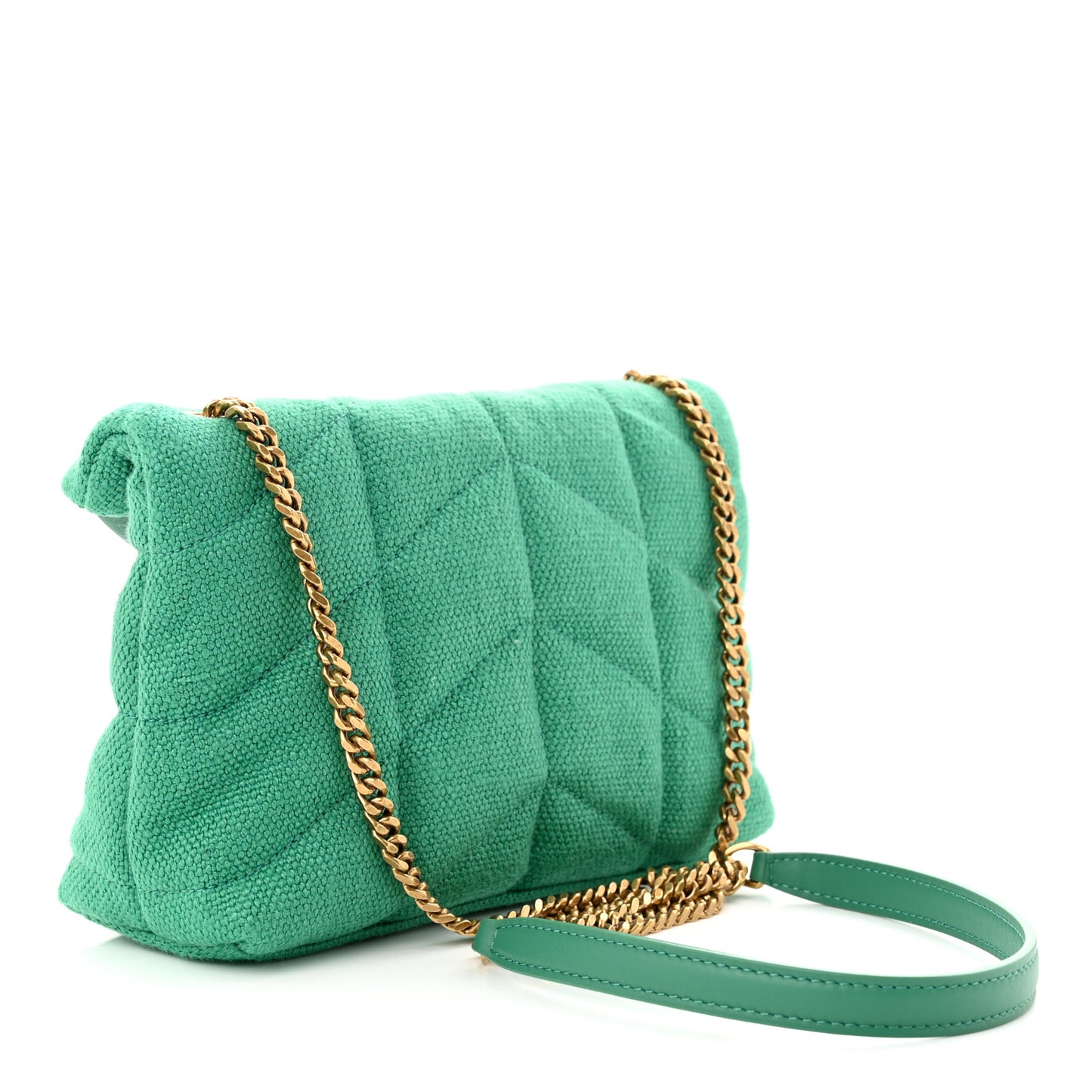 Canvas Quilted Toy Loulou Puffer Monogram Chain Satchel Basil