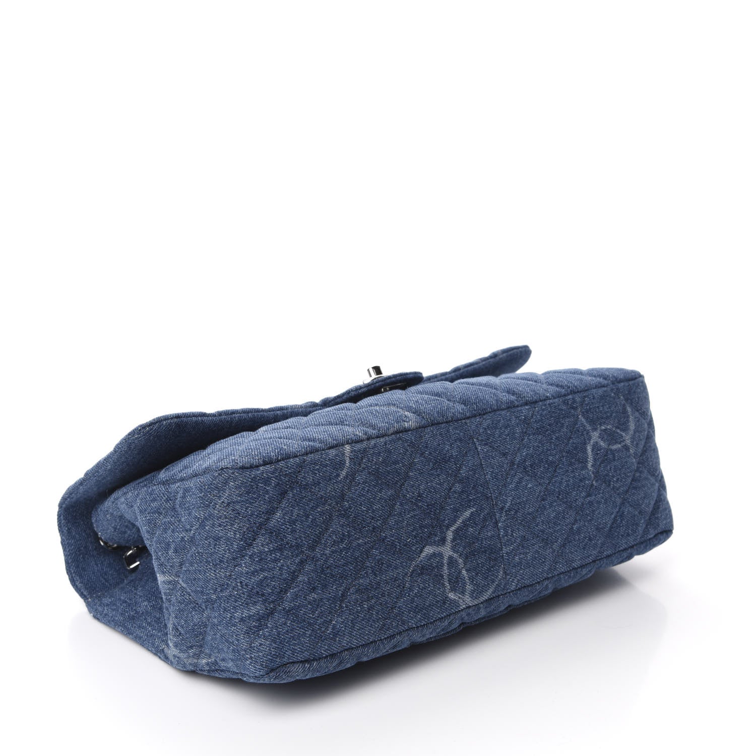 Chanel Denim Quilted CC Print Jumbo Single Flap Blue 4 of 11