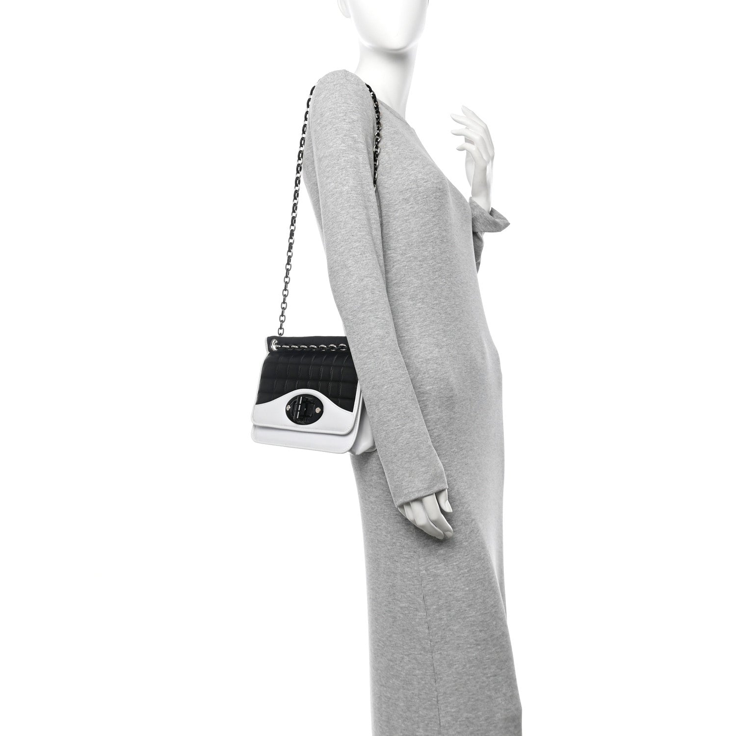 Chanel Lambskin Chocolate Bar Mademoiselle Flap Black White 2 of 10