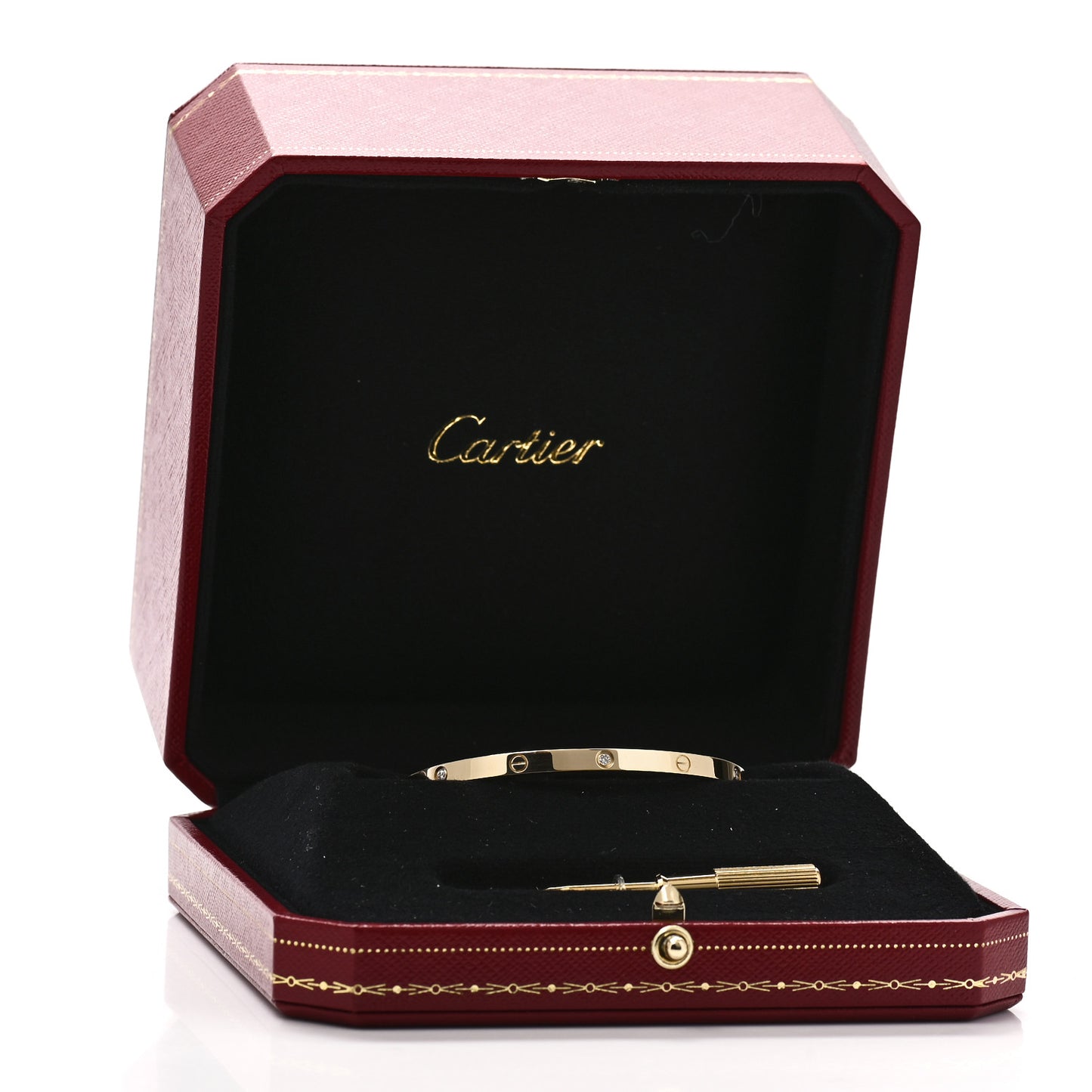 18K Yellow Gold 6 Diamond Small LOVE Bracelet 16