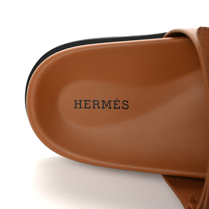Hermes Calfskin Mens Chypre Sandals 43 Gold 7 of 9