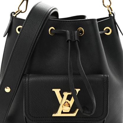 Louis Vuitton Calfskin Lockme Bucket MM Black 7 of 11
