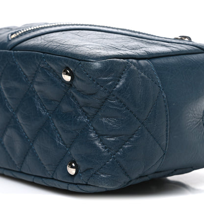 Chanel Aged Calfskin Quilted Cotton Club Bowler Blue 9 of 10