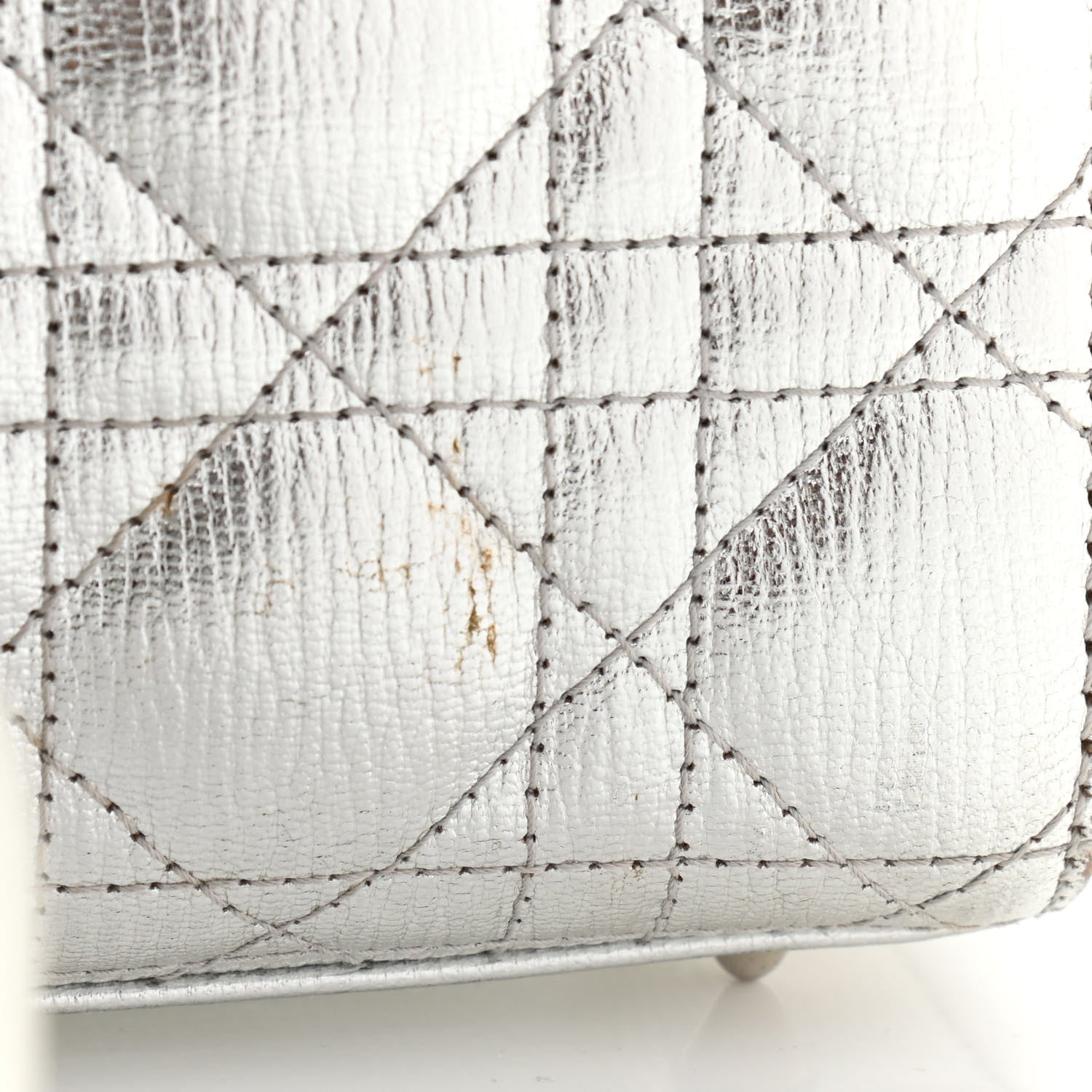 Christian Dior Metallic Grained Calfskin Cannage Small Lucky Badges My Lady Dior Silver 15 of 15