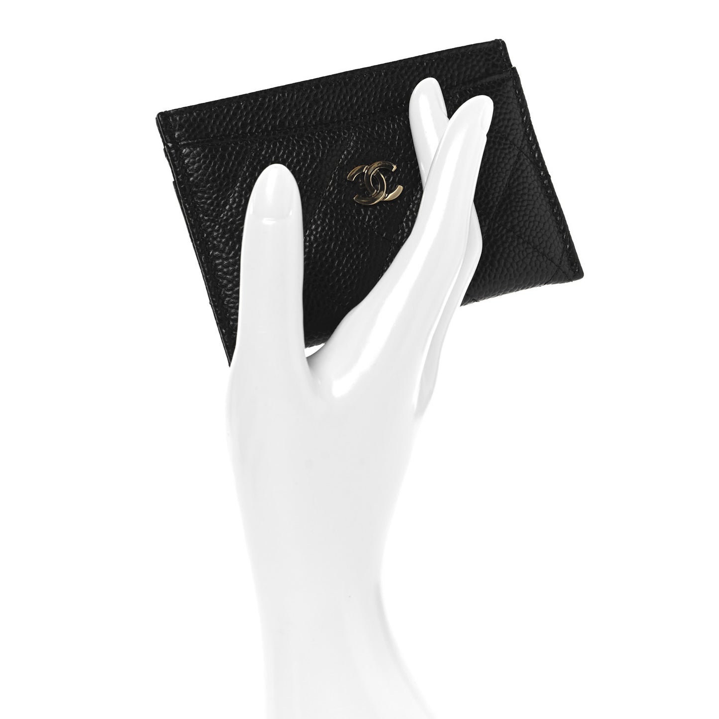 Caviar Quilted Card Holder Black