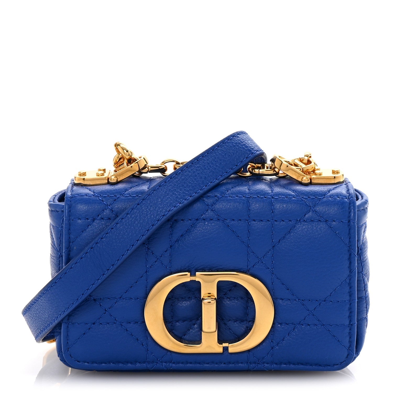 Christian Dior Supple Calfskin Cannage Micro Caro Bag Greece Greece Blue 1 of 9