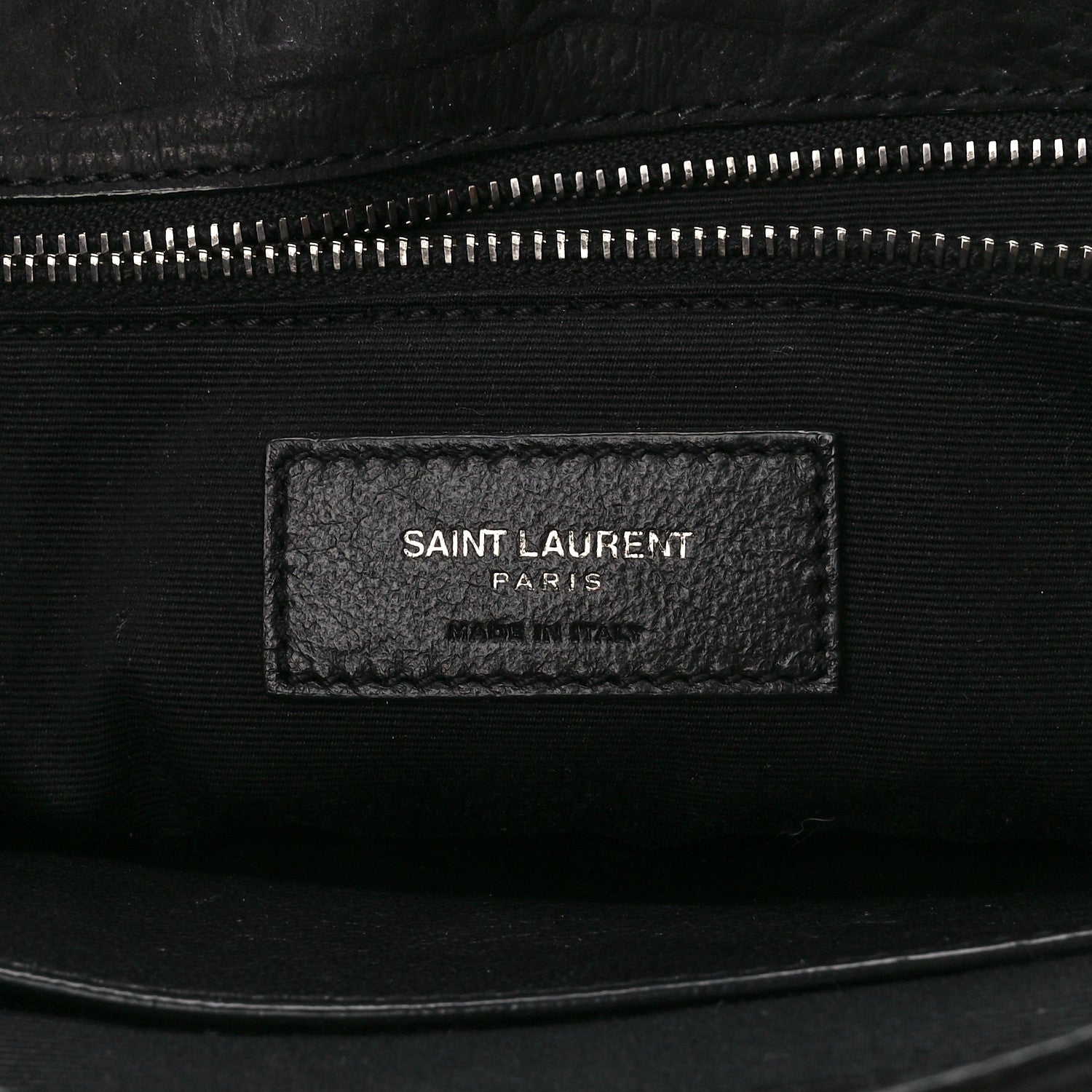 Saint Laurent Nubuck Crocodile Embossed Monogram Medium Niki Chain Satchel Black 7 of 13