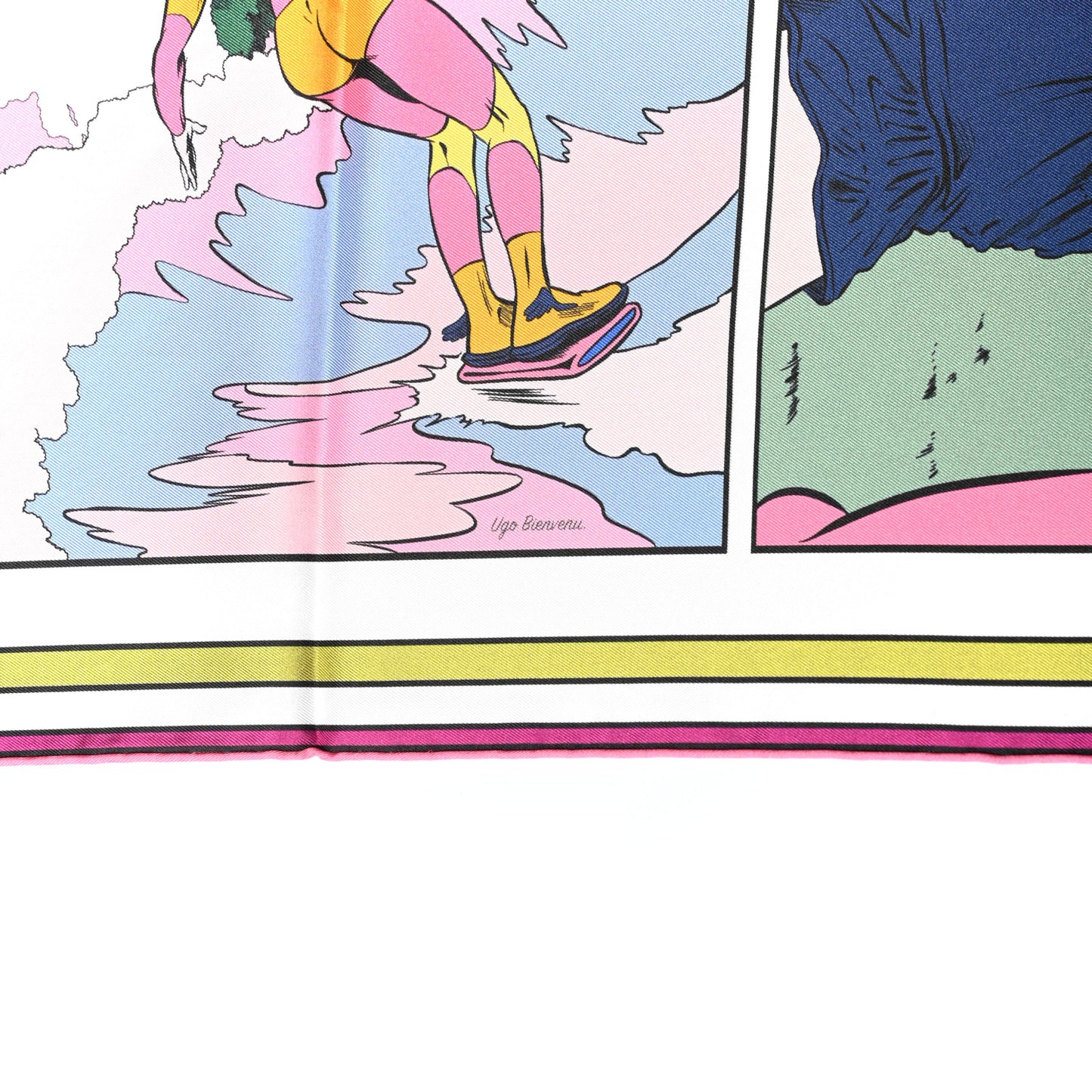 Silk Wow Double Face Scarf 90 Rose Vert Rose Framboise