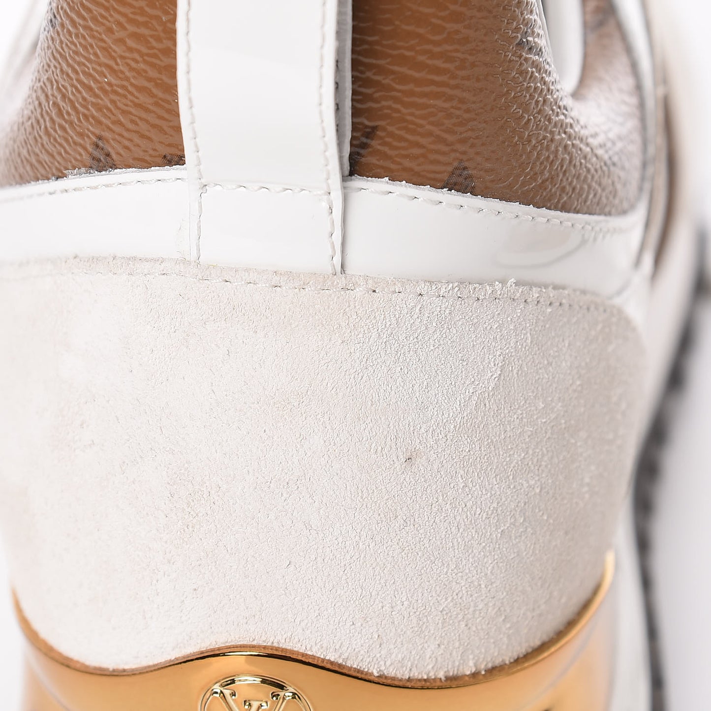 Suede Reverse Monogram Run Away Sneakers 38 White