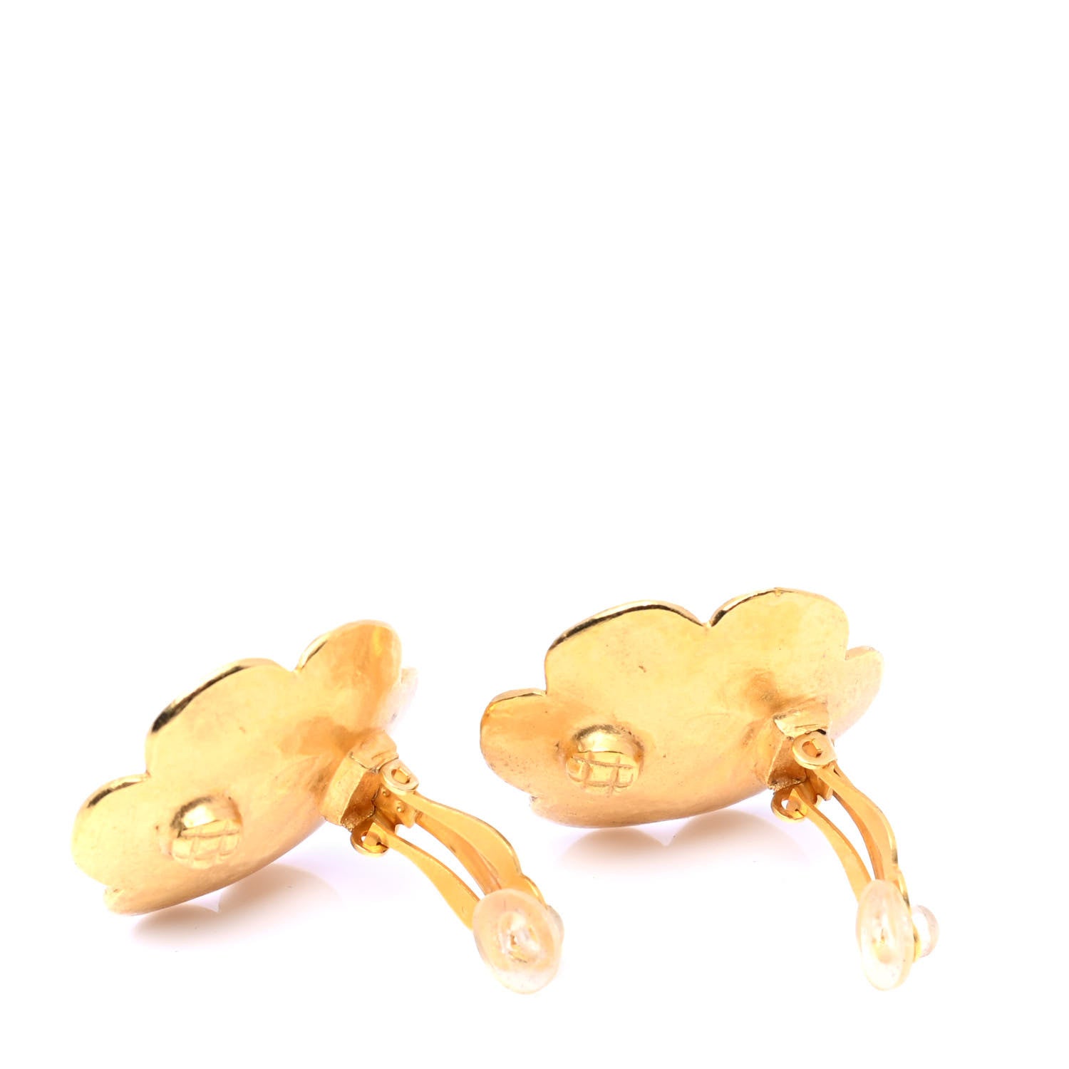 Chanel CC Camellia Clip On Earrings Gold 3 of 4