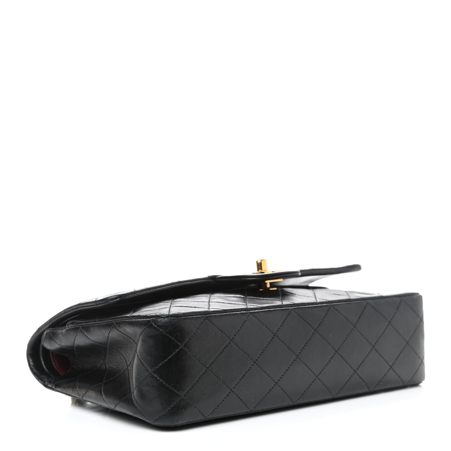 Lambskin Quilted Medium Double Flap Black