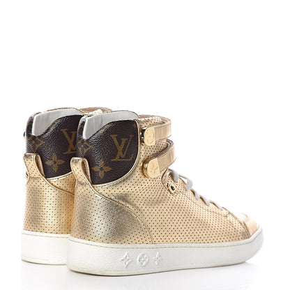 Louis Vuitton Calfskin Monogram Boombox High Top Sneakers 37 Gold 4 of 13