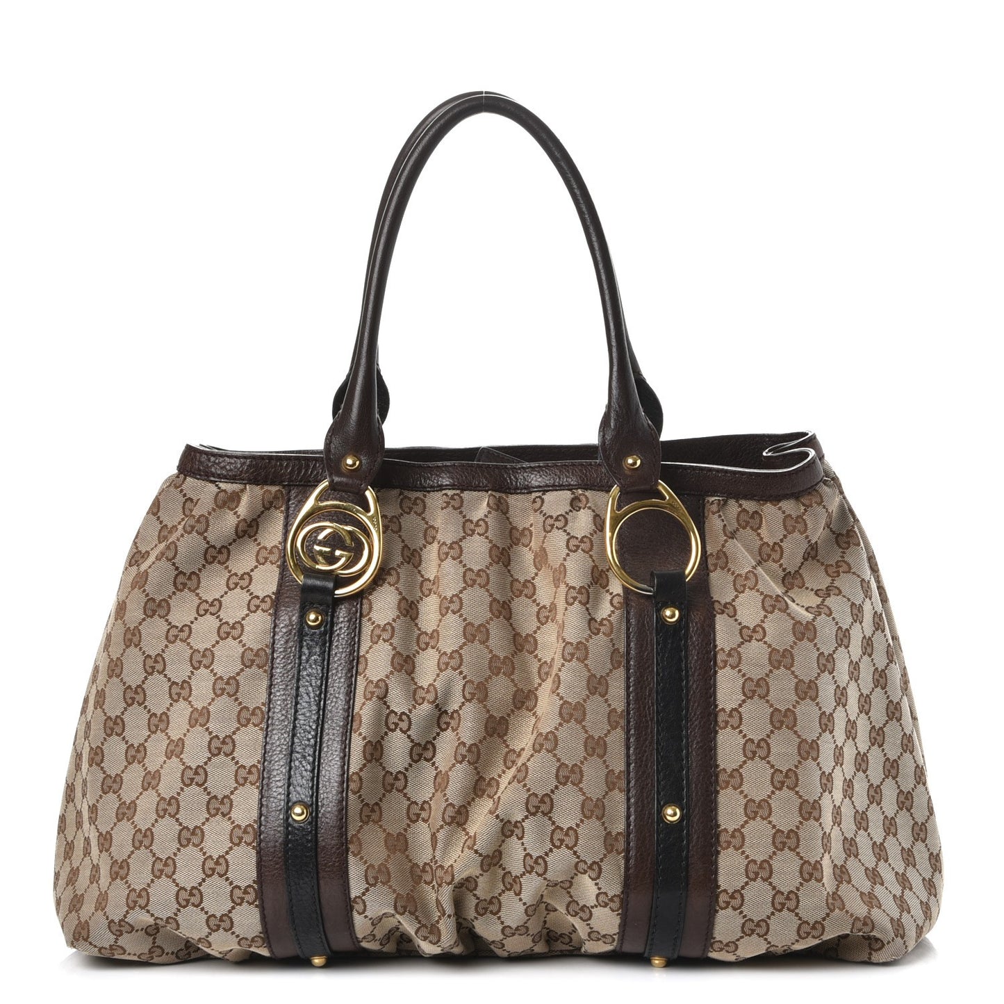 Monogram Medium Interlocking Icon Tote Dark Brown