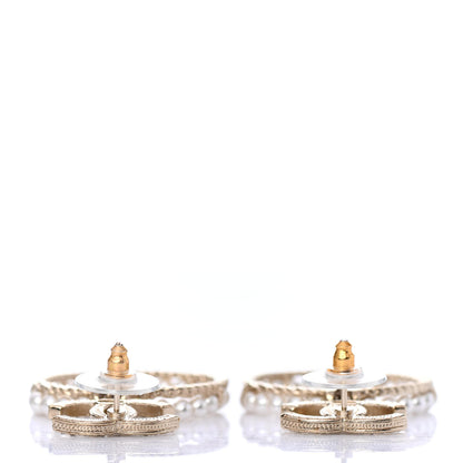 Chanel Crystal Pearl Chanel Charms CC Drop Earrings Gold 3 of 4