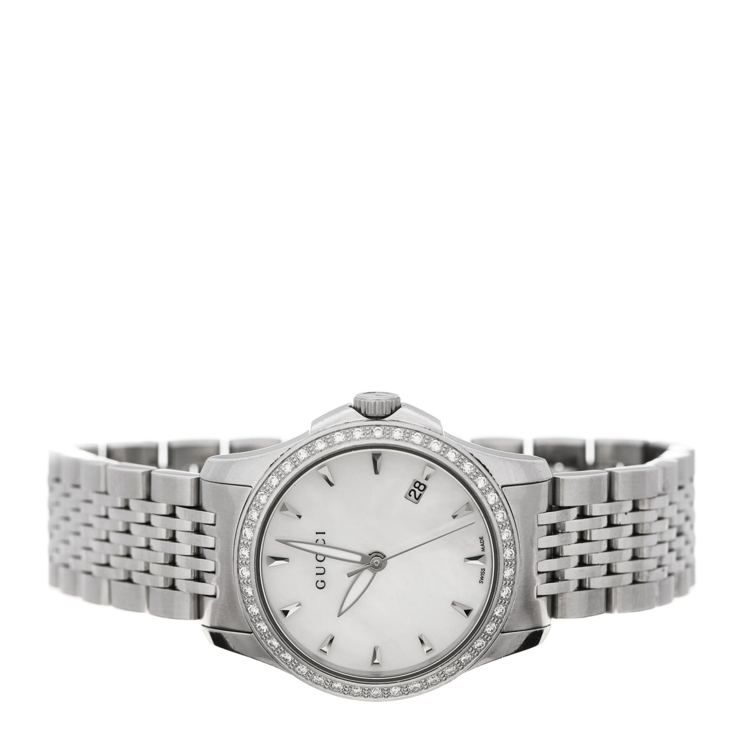 Stainless Steel Diamond Bezel Mother of Pearl 27mm G-Timeless Quartz Watch