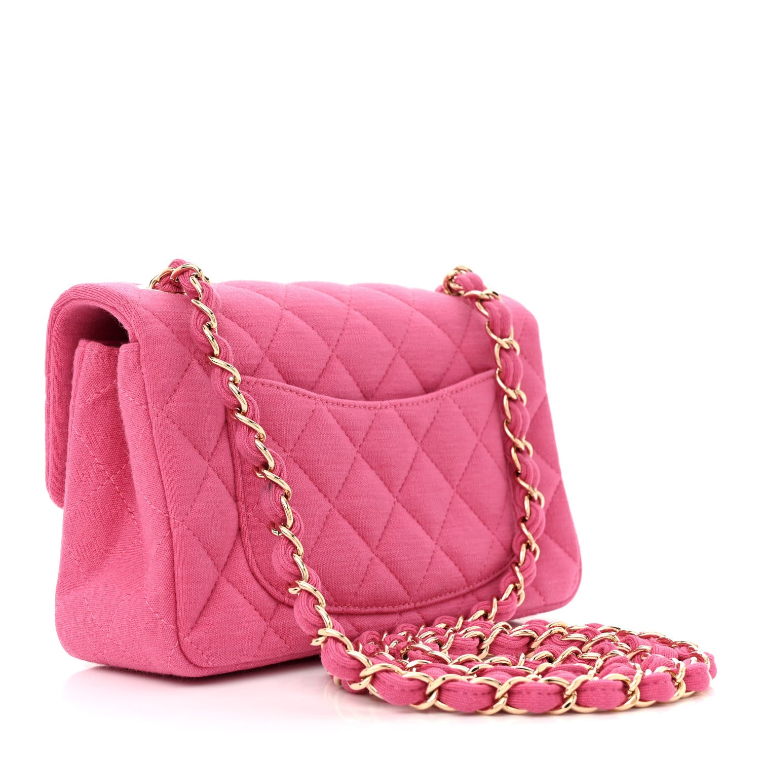 Chanel Jersey Quilted Mini Rectangular Flap Pink 3 of 10
