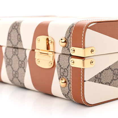 Gucci GG Supreme Monogram Boarded Dyana Calfskin Rhombus Print Savoy Top Handle Beauty Case Beige Ebony Mystic White Hazel Brown 9 of 11