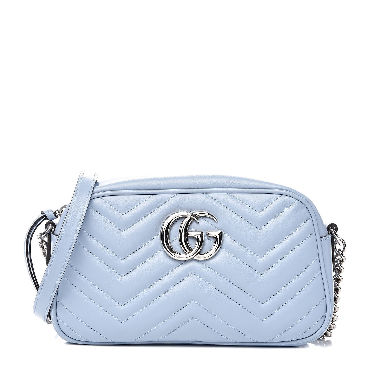Calfskin Matelasse Small GG Marmont Chain Shoulder Bag Porcelain Light Blue