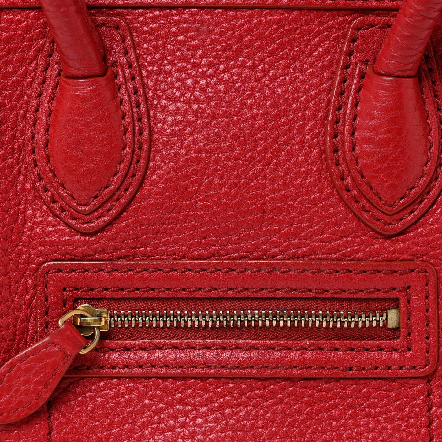 Drummed Calfskin Nano Luggage Red