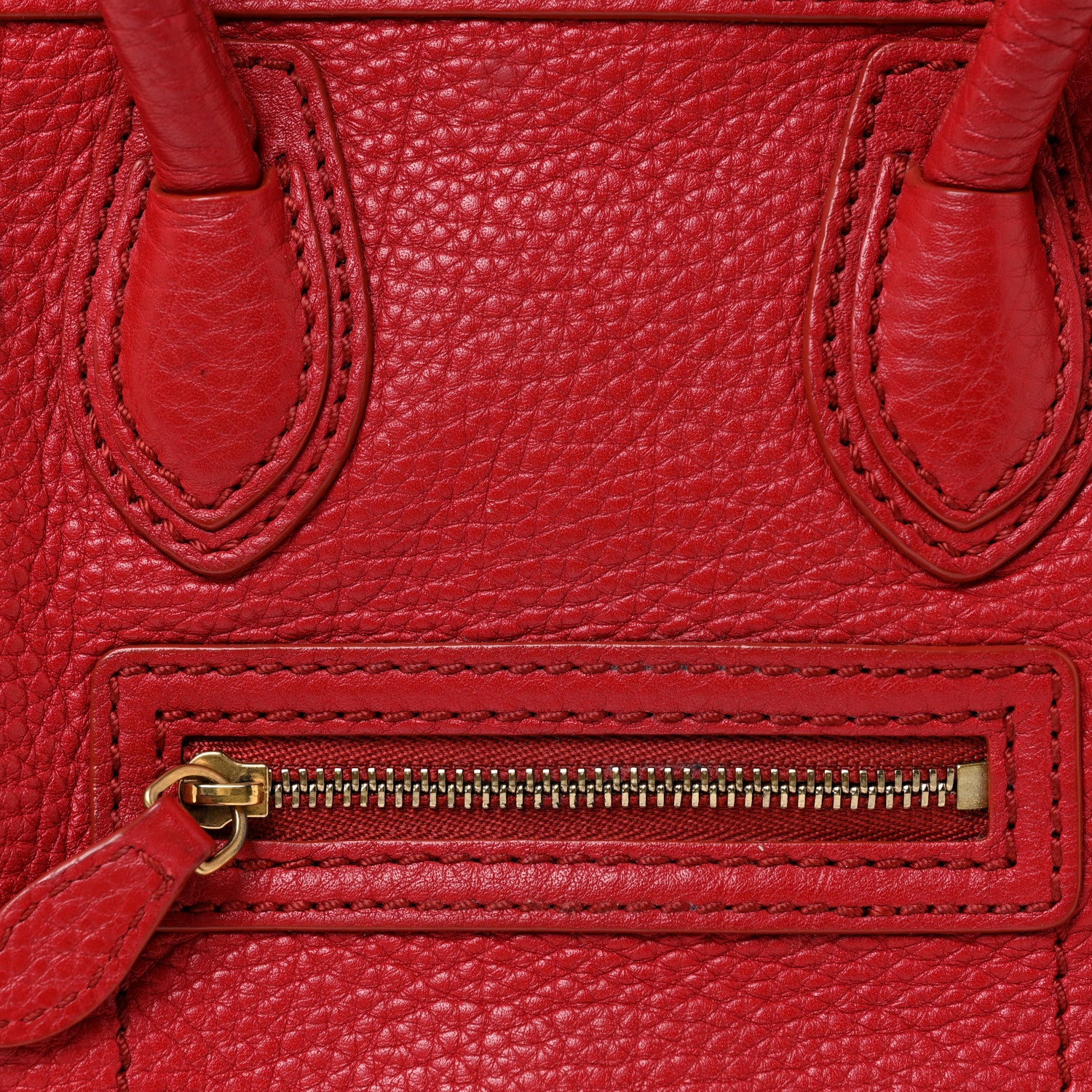 Celine Drummed Calfskin Nano Luggage Red 7 of 16