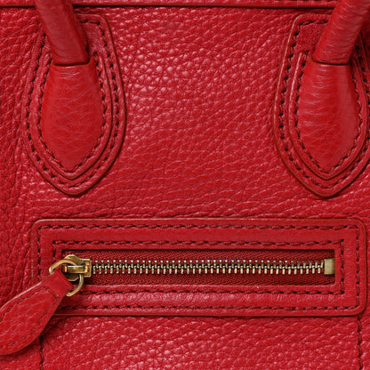 Celine Drummed Calfskin Nano Luggage Red 7 of 16