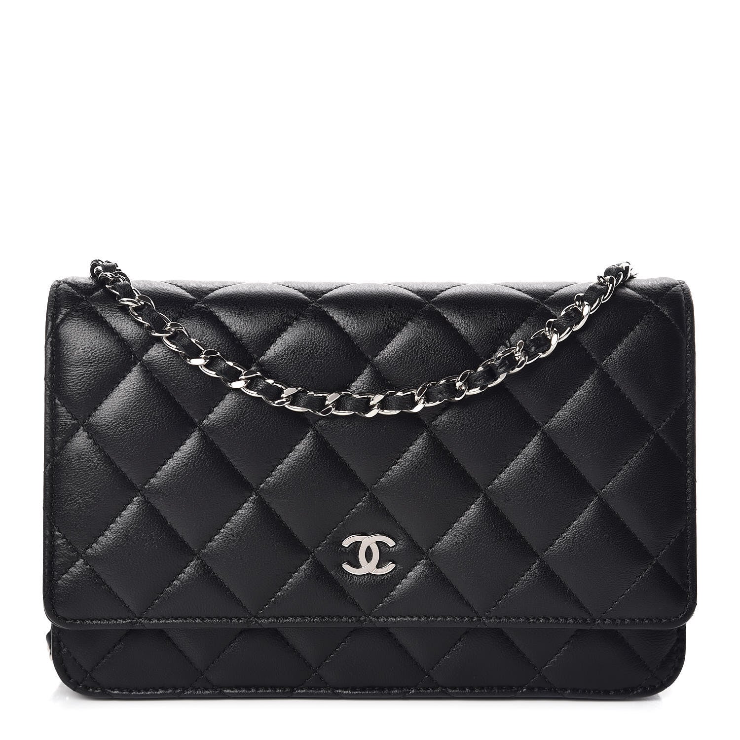 Chanel Lambskin Quilted Wallet On Chain WOC Black 1 of 12