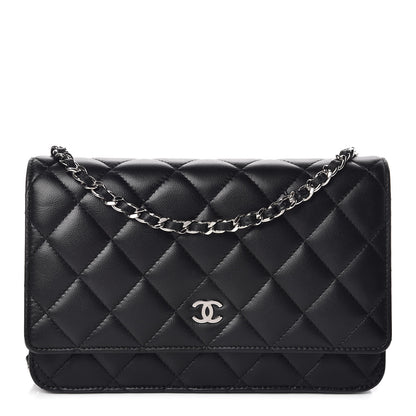 Chanel Lambskin Quilted Wallet On Chain WOC Black 1 of 12
