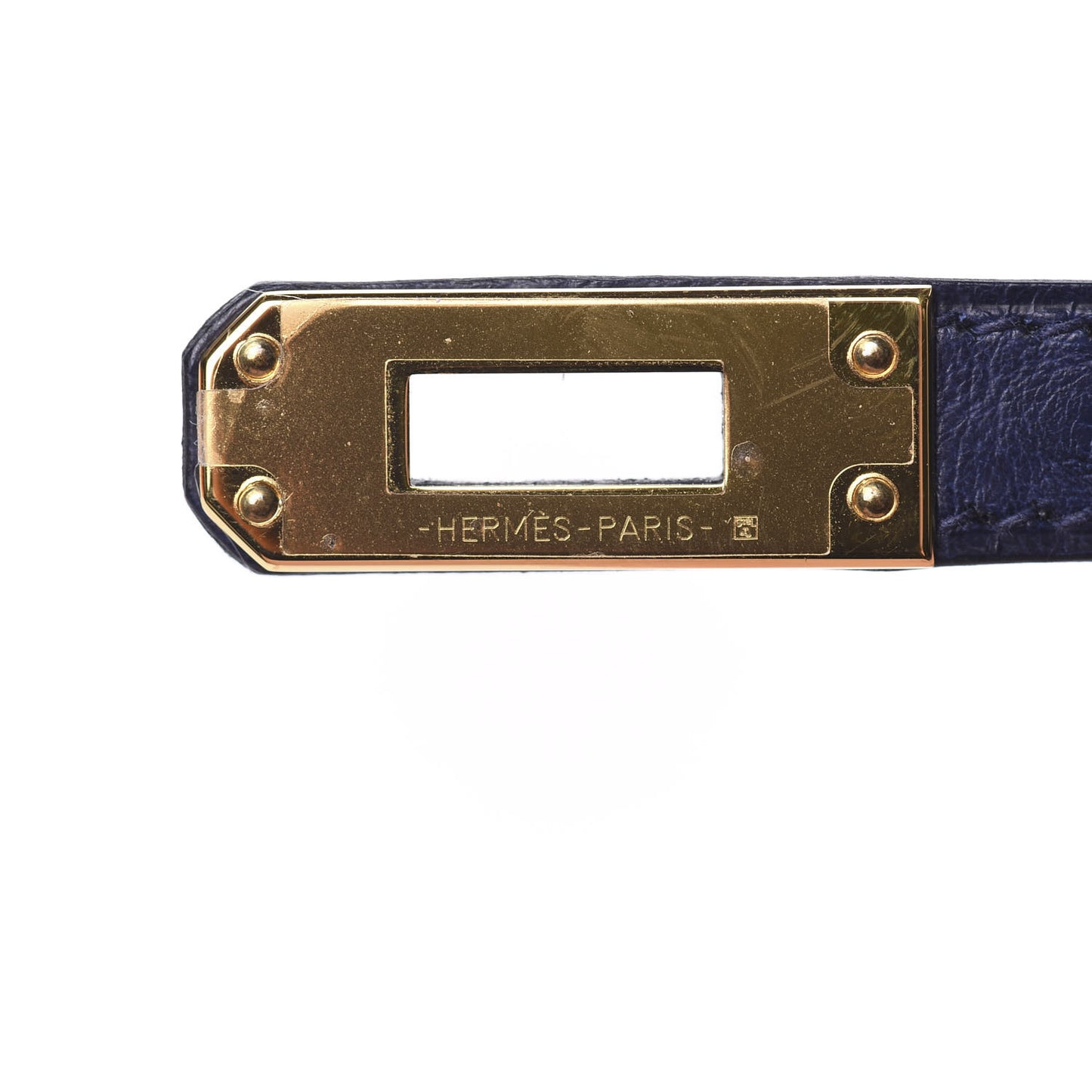 Ostrich Kelly Pochette Clutch Bleu Iris