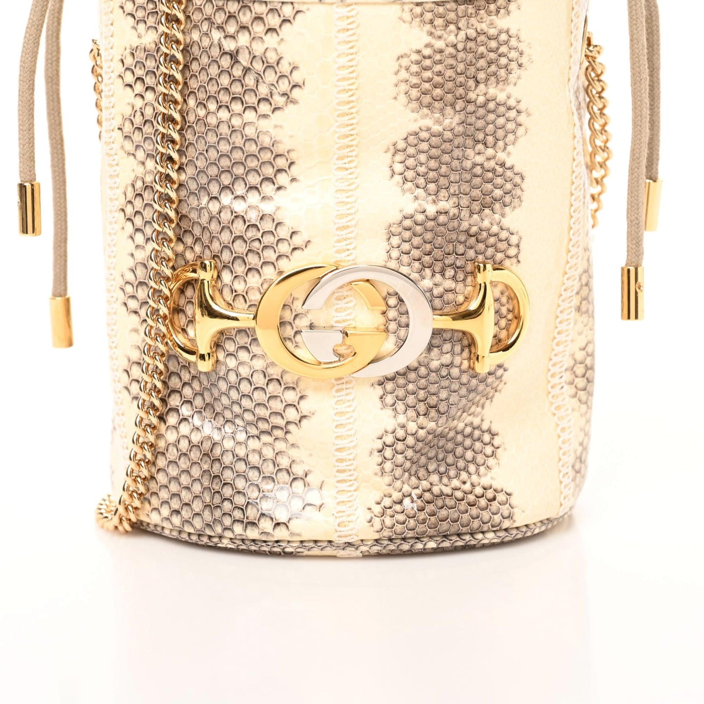 Snakeskin Mini Zumi Bucket Bag Grey