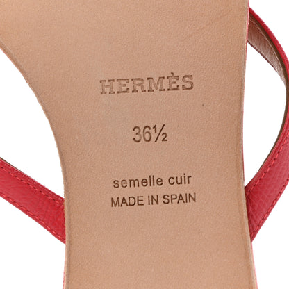 Hermes Epsom Corfou Sandals 36.5 Rouge 5 of 6