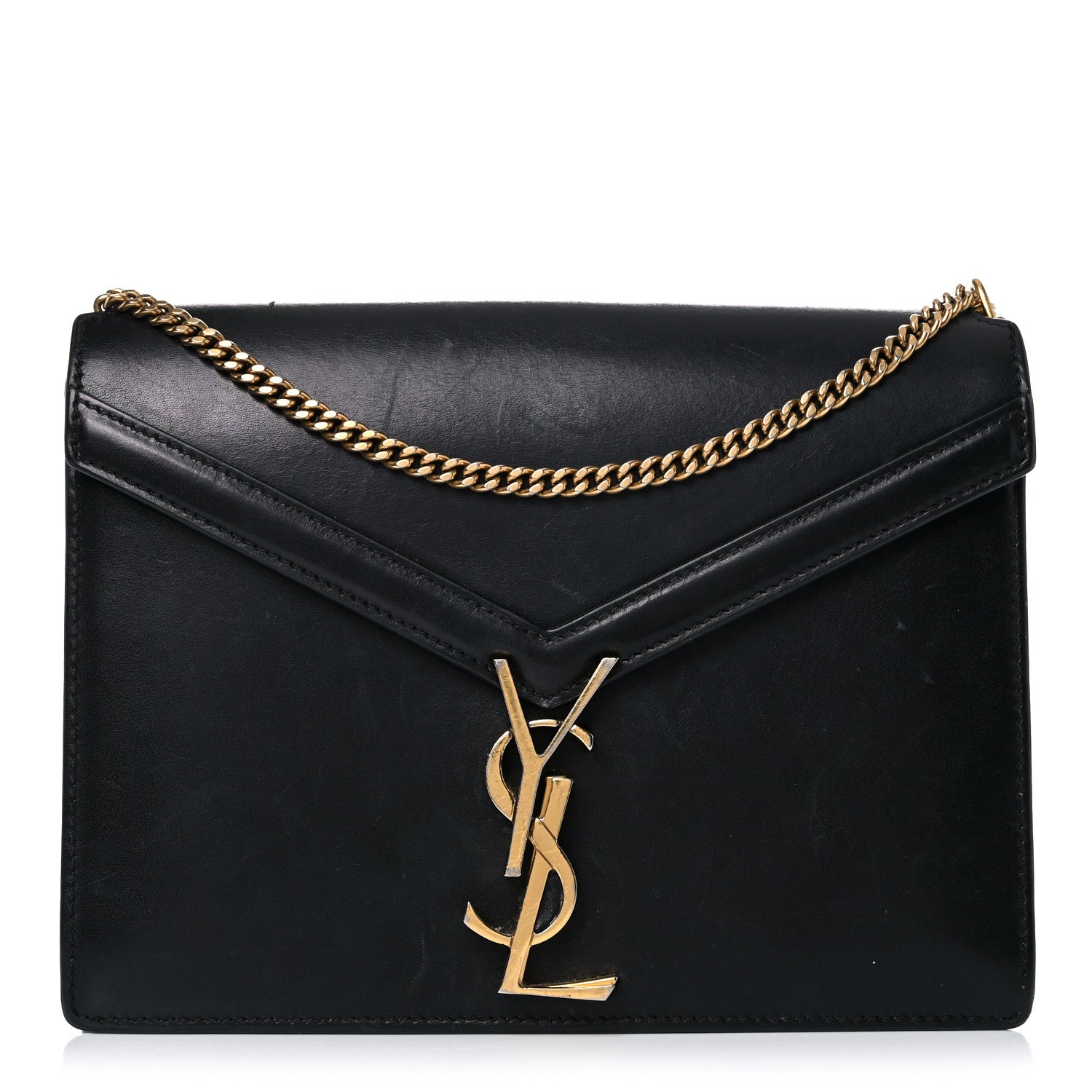 Saint Laurent Smooth Calfskin Monogram Cassandra Clasp Bag Black 1 of 28