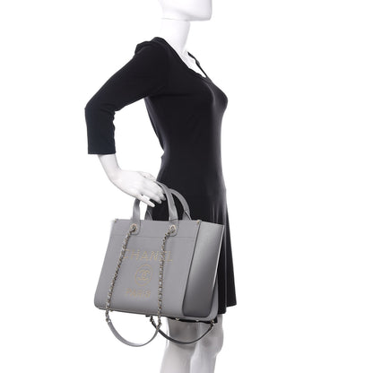 Chanel Caviar Studded Small Deauville Tote Grey 3 of 12