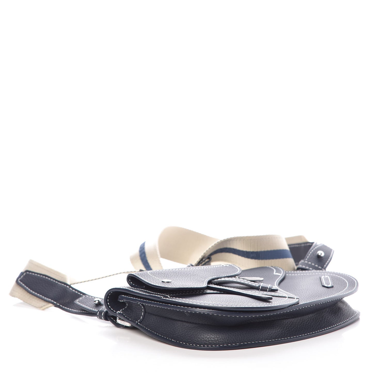X KAWS Grained Calfskin Saddle Pouch Navy Blue