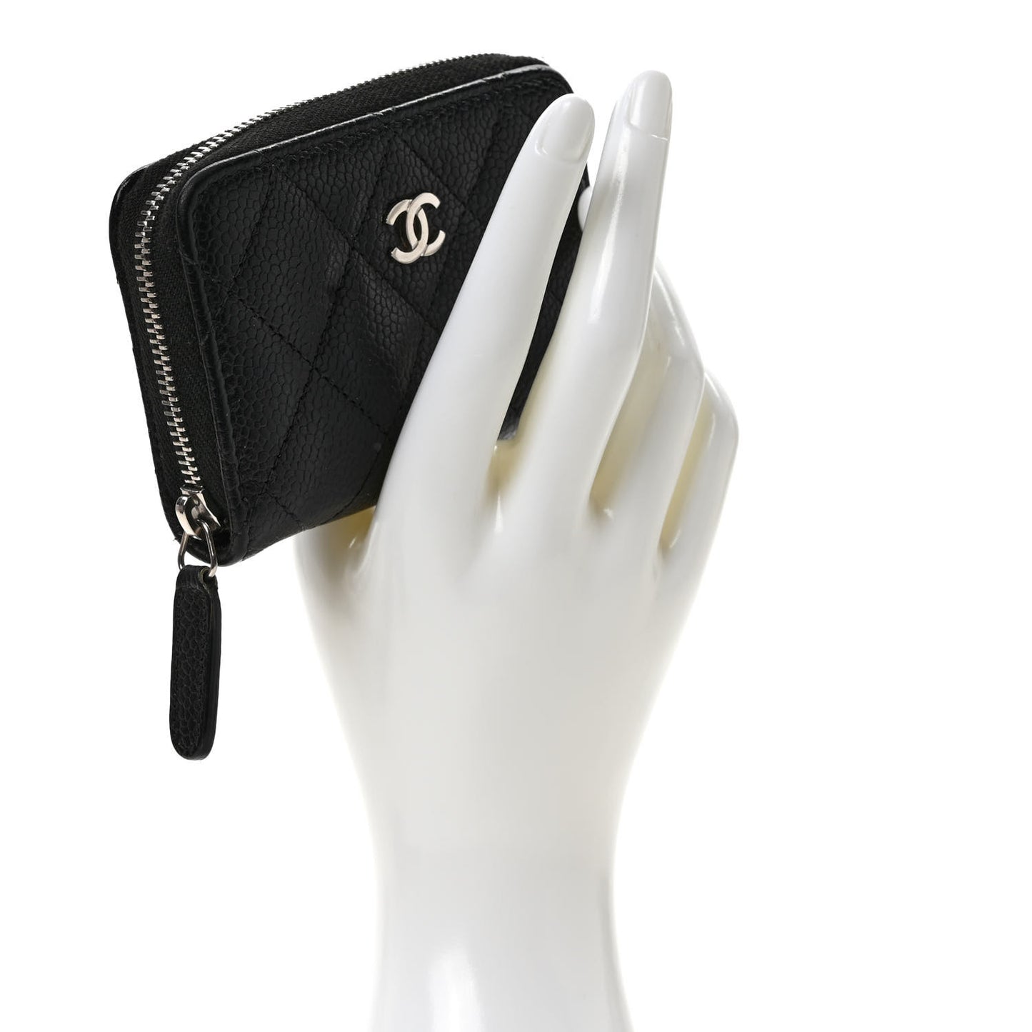 Caviar Quilted Zip Coin Purse Black