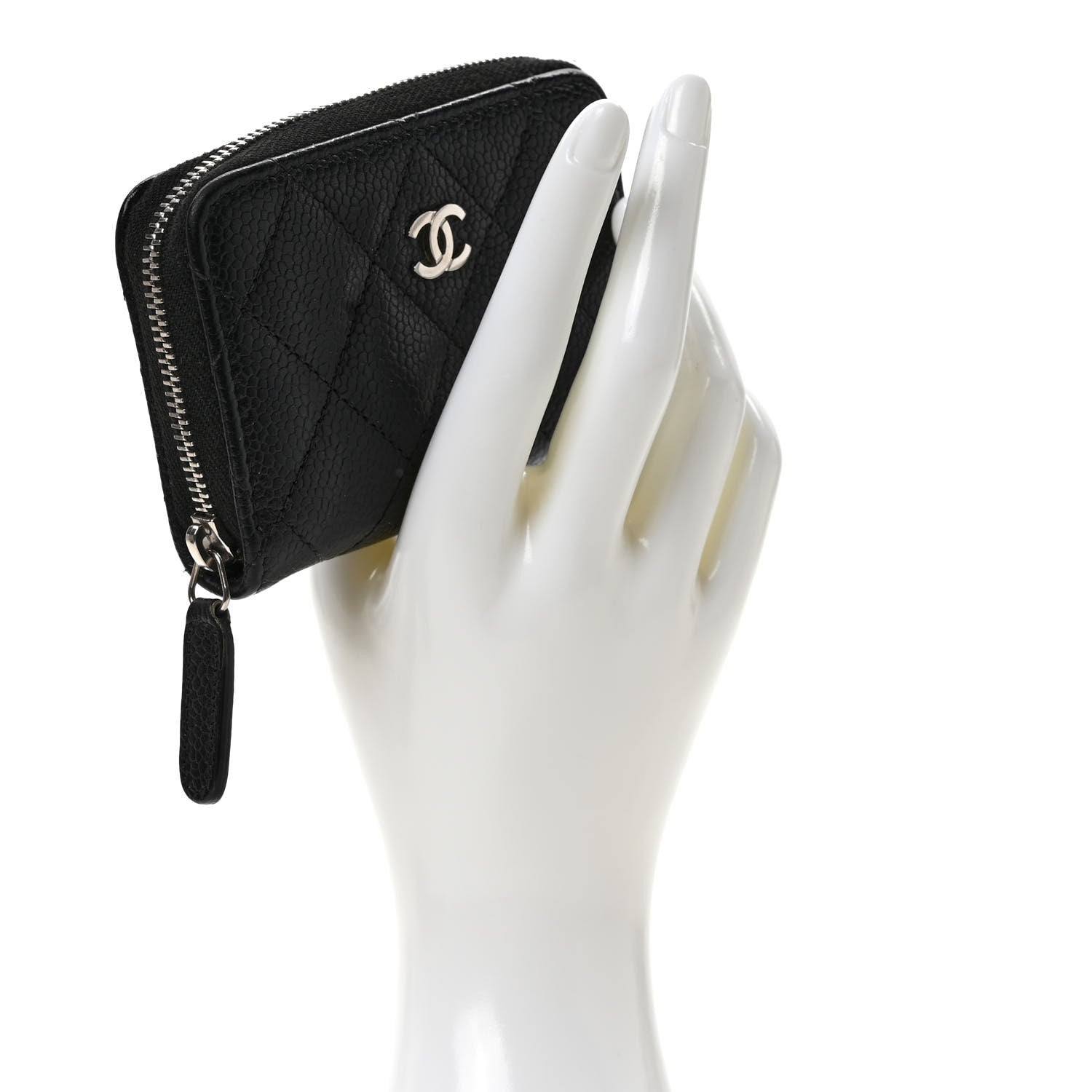 Chanel Caviar Quilted Zip Coin Purse Black 2 of 7