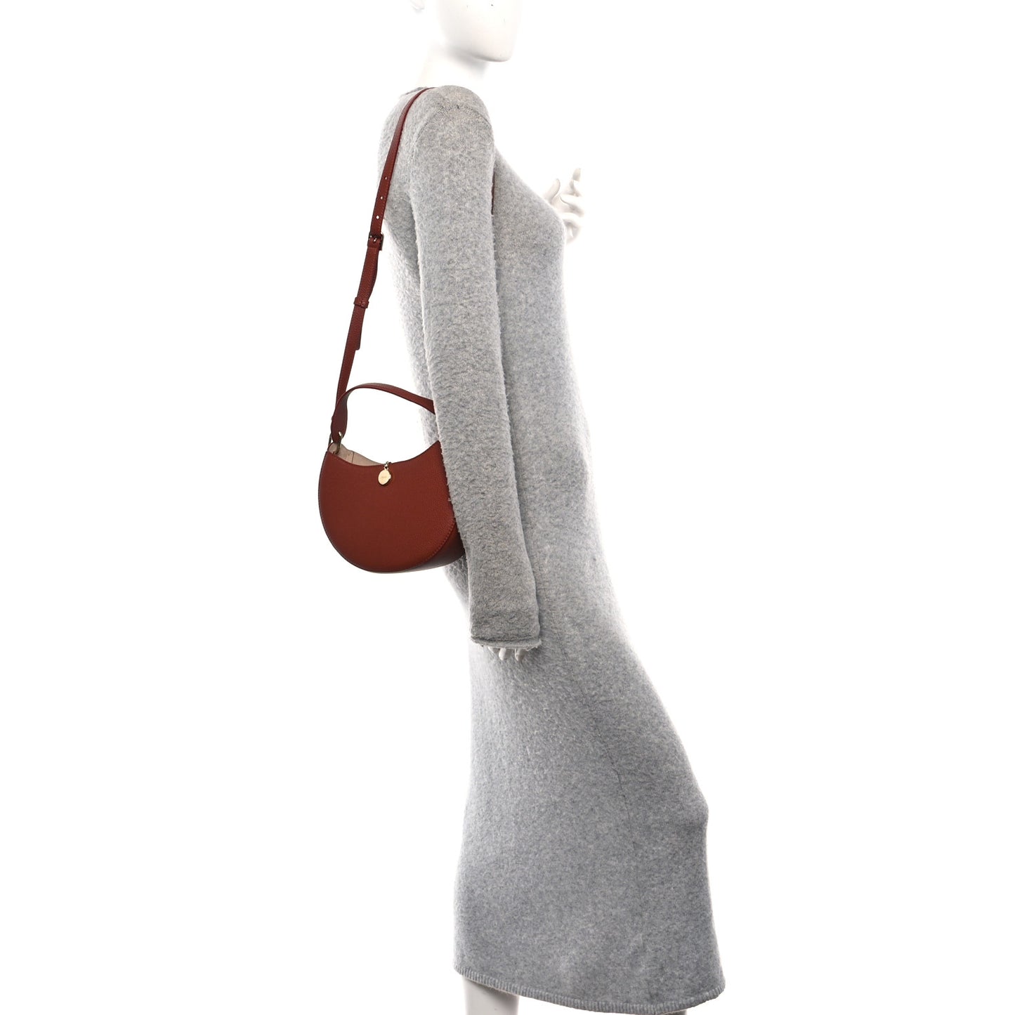 Grained Calfskin Small Arlene Hobo Bag Sepia Brown