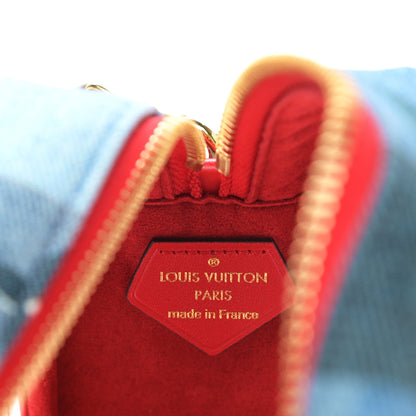 Louis Vuitton Denim Damier Monogram Patchwork PVC Beach Pouch Blue Rouge 6 of 9